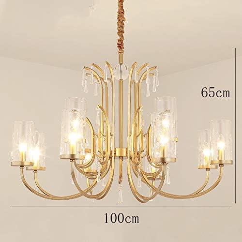E14 Gold Glass Chandelier, 6 Heads