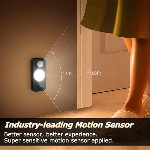 NIEGNOWOO Rechargeable LED Motion Sensor Puck Lights, 4 Pack