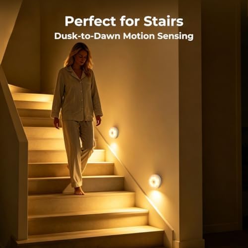 Rechargeable LED Puck Lights, Motion Sensor, 6 Pack