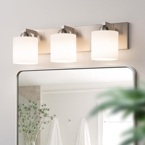 mirrea 3-Light Brushed Nickel Bathroom Vanity Light