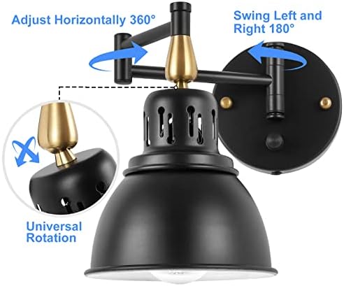 TRLIFE Dimmable Plug-in Swing Arm Wall Sconces, 2 Pack