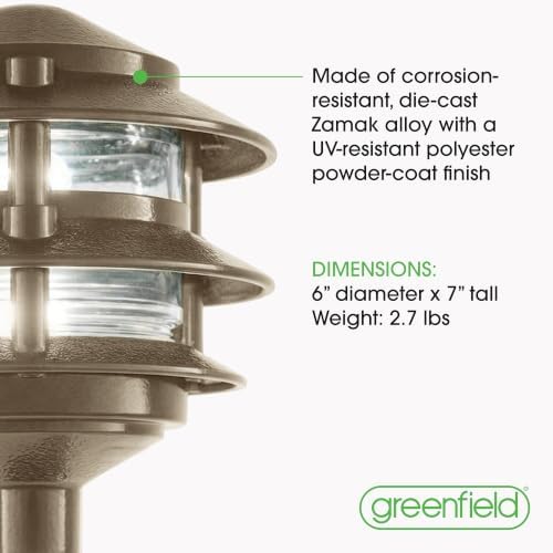 Greenfield 120V 3-Tier LED Outdoor Pathway Light, Bronze