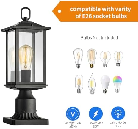 mirrea 18-Inch Outdoor Post Light, Matte Black