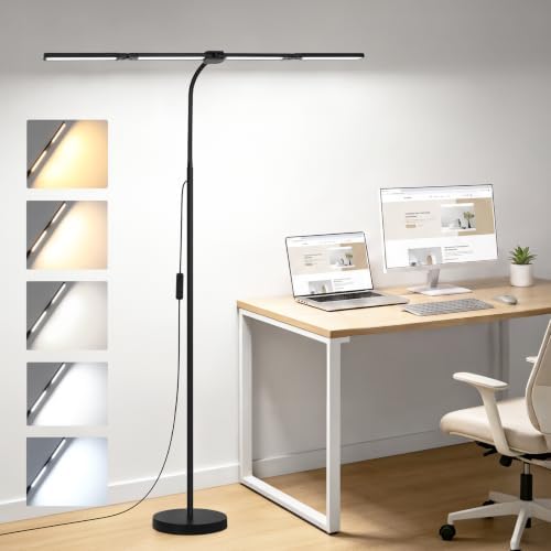 LED Floor Lamp with 4 Light Bars, 24W/3000LM