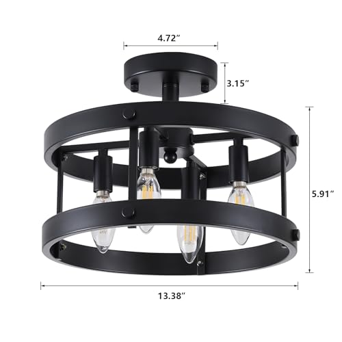 CYKJ 4-Light Black Semi-Flush Ceiling Fixture — UL Listed - feature detail