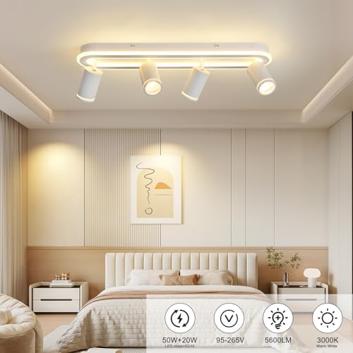 4-Light LED Track Lighting Spotlight Kit, White