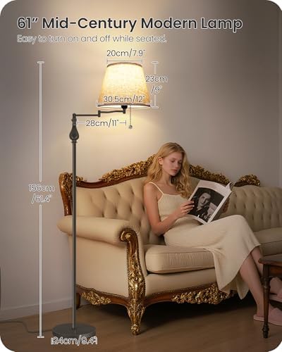 61" Vintage Floor Lamp with Adjustable Swing Arm