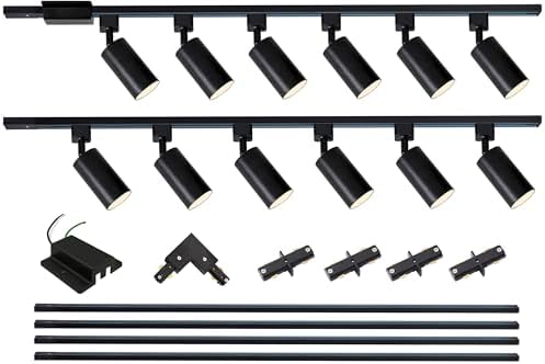 12-Light LED Track Lighting Kit, 13.2FT H-Type, Black