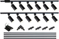 12-Light LED Track Lighting Kit, 13.2FT H-Type, Black
