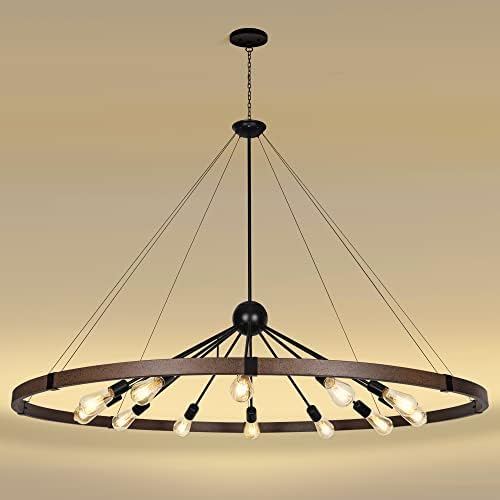 Klgxnrd 59'' 12-Light Wagon Wheel Chandelier