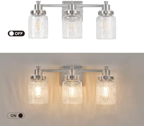 3-Light Brushed Nickel Modern Bathroom Vanity Light