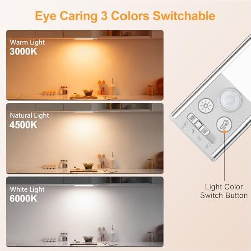 Gritin 10.2inch Under Cabinet Lighting Rechargeable 2 Pack