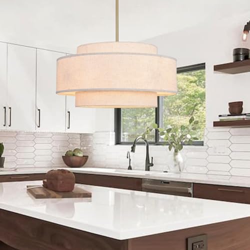 23.62" 6-Light Linen Drum Chandelier