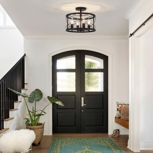 Black 4-Light Semi Flush Mount Ceiling Light