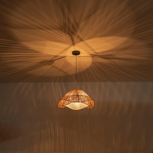 LumStory 19.7” 3-Light Rattan Pendant Light