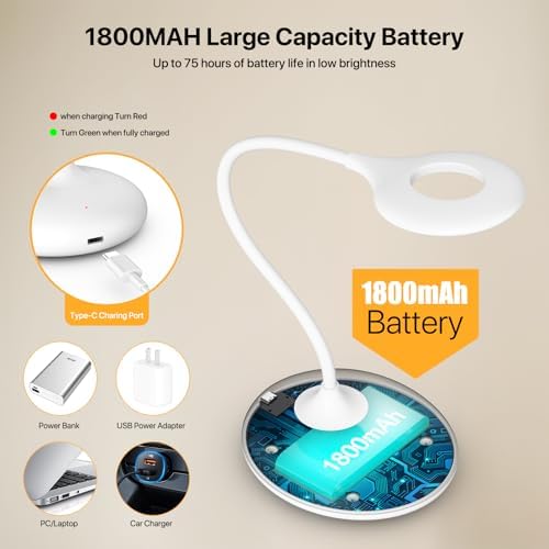 Rechargeable Desk Lamp, Bedside Reading Light