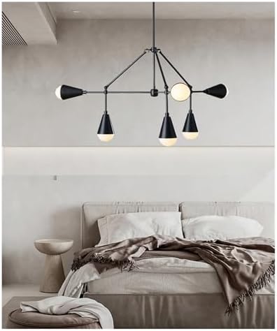 Modern Industrial Metal Chandelier, White & Black