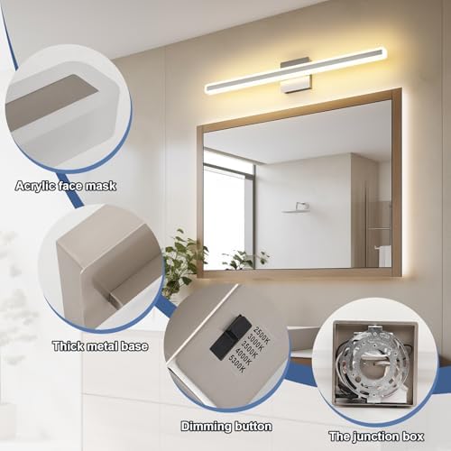 31.5 Inch Brushed Nickel Bathroom Vanity Light, 5CCT