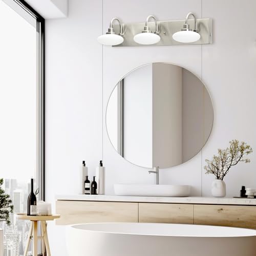 Dimmable 3-Light LED Bathroom Vanity Light, Brushed Nickel