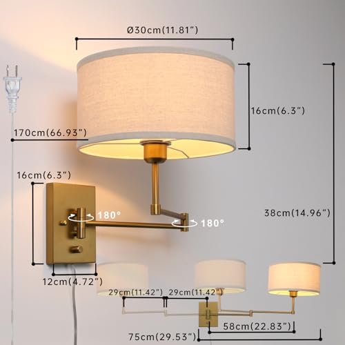 Vintage Linen Fabric Plug-in Wall Sconce