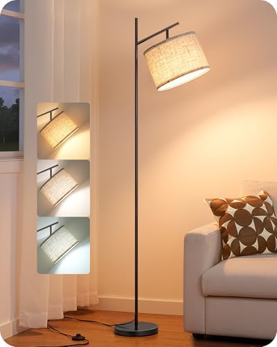 EDISHINE Modern Black Floor Lamp, 64.7" Arc