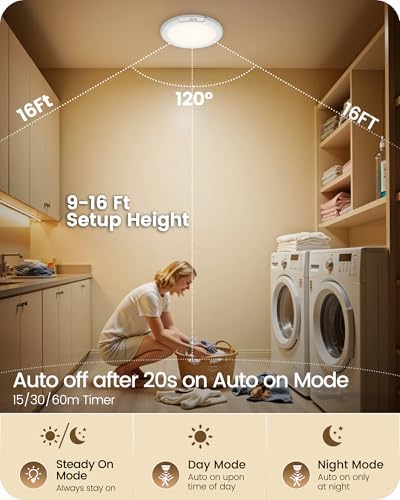 Rechargeable Motion Sensor Ceiling Light, Remote, Magnetic