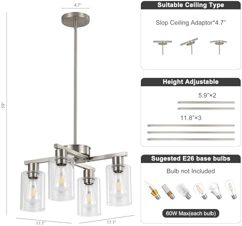 4-Light Brushed Nickel Chandelier