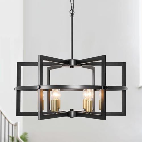 Modern Farmhouse Industrial Metal Pendant Light, Adjustable Height