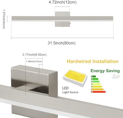Nickel Bathroom Vanity Light Fixture 31.5'' 26W Dimmable 5CCT LED