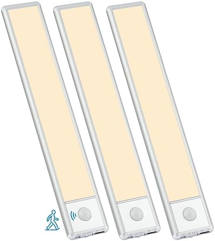 3-Pack Warm White Motion Sensor Under Cabinet Lights, 8 inch