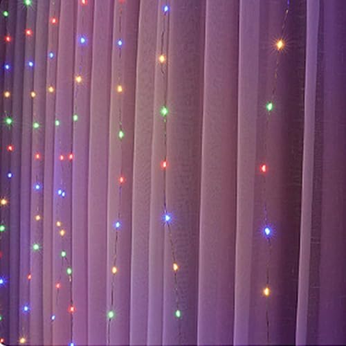 300 LED Curtain String Lights, 9.8x9.8Ft Multicolored