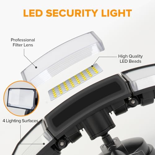 LUTEC 75W 8000 Lumen 3-Head Outdoor Flood Light