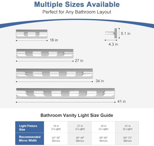 Modern LED 3-Light Bathroom Fixtures, Chrome