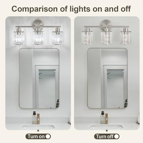 Modern Brushed Nickel 3-Light Bathroom Fixtures