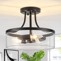 TOULMJ Black Modern Semi Flush Mount Ceiling Light