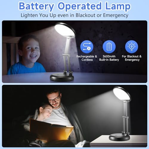 Rechargeable Cordless Desk Lamp, 3600mAh, Foldable
