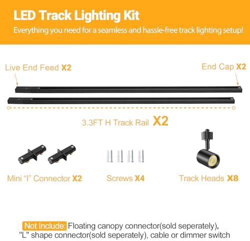 VANoopee 5-Color 8-Light LED Track Lighting Kit, Black
