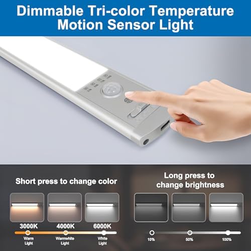 10 Inch 3 Color Motion Sensor Under Cabinet Lights, 2 Pack