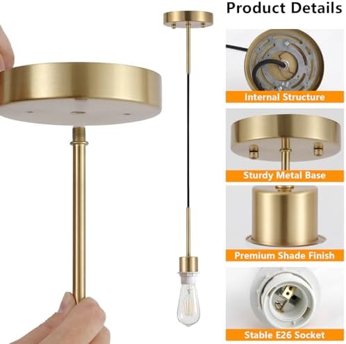 Adjustable Pendant Light Kit, E26 Socket, Gold