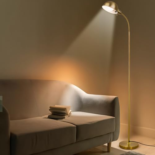 LALISU Modern Metal Reading Floor Lamp, Gold