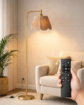 JOOFO Brushed Gold Floor Lamp with Remote
