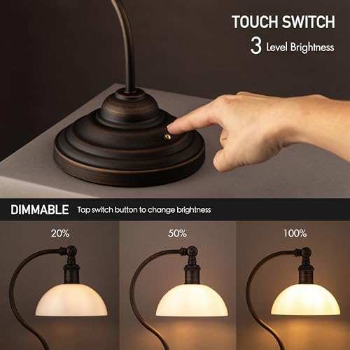 O'Bright Bankers Cordless Rechargeable LED Table Lamp, Bronze