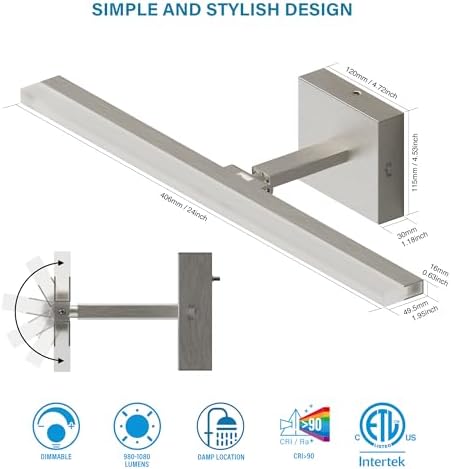 ZAGO 24 Inch Chrome LED Vanity Light