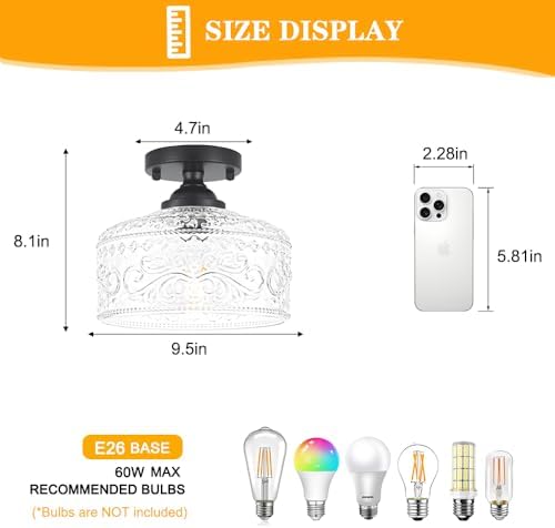 Daunton Small Matte Black Semi Flush Mount Ceiling Light