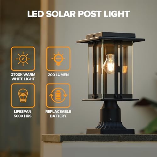 LUTEC 200-Lumen Solar Lamp Post Light