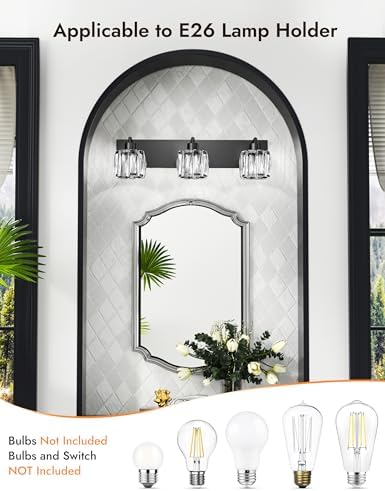 VOLISUN 3-Light Matte Black Vanity Light