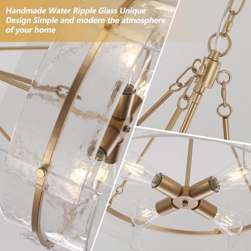 22" Gold Glass Chandelier
