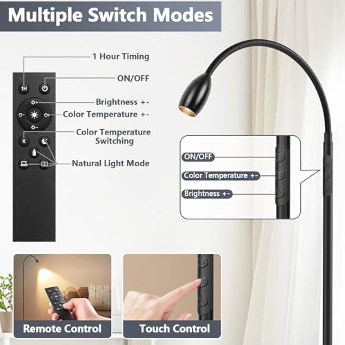 72" LED Reading Floor Lamp with Gooseneck