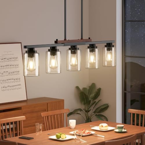 Amico 5-Light Dining Room Chandelier, Seeded Glass