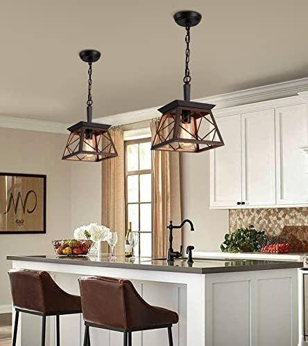 Q&S Farmhouse Pendant Light, Bronze, 1-Light